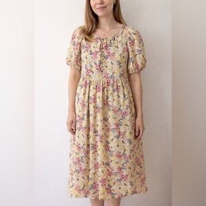 LOFT Floral Tiered Midi Dress XS | Cottagecore Boho Fairy Floral | Retail $89